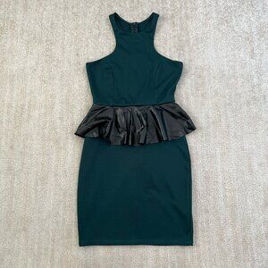 3 for $6 Solemio Bodycon Cocktail Summer Faux Leather Peplum Dress S